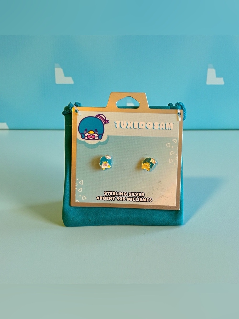 Sanrio Tuxedosam Sterling Silver earrings with dust bag
